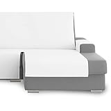 Vipalia Protector Funda Chaise Longue Lisa. Fundas para Sofa Cubresofa Loneta. Comodo Practico. Algodon Ecologico. Facil Montaje. Calidad Diseño Royale. Color Blanco. Chaise Corto Derecha