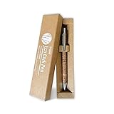 Ecolif3 - Bolígrafo de corcho, bolígrafos ecológicos sostenibles para escritura conductiva y cómoda, bolígrafo negro de corcho a rayas duradero con 1 recarga extra