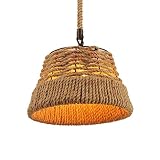 JYDQM Cuerda de cáñamo natural industrial cuenco de hierro de metal lámpara de araña lámpara de techo iluminación de bombilla, lámpara de hilo de hierro retro dormitorio ático retro personalidad creat