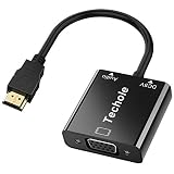 Adaptador HDMI a VGA, Techole HDMI a VGA (Macho a Hembra) 1080P Convertidor con Audio y Mirco USB Cable de Carga para PC, Portátiles, HDTV, Proyectores, PS4/3 Xbox y Otros Dispositivos HDMI