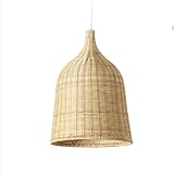 JYDQM Lámpara colgante moderna redonda de techo de ratán con bombilla, natural, lámpara colgante de tejido de mimbre de bambú Lámpara colgante Lámpara nórdica for cocina Dormitorio Sala de estar Resta
