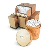 Bastoncillos de bambú orgánico | 900 unidades con caja de almacenamiento de bambú | Ecológico y 100% biodegradable | cero plástico en embalaje