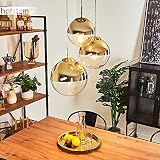 Lámpara de techo Degevos de 3 focos, de metal en oro, moderna lámpara colgante con pantalla de cristal en oro, 1 bombilla E27 máx. 40 W, apta para bombillas LED