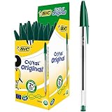BIC Cristal - Bolígrafo de punta redonda (1,0 mm, 100 unidades), color negro, rojo, azul y verde