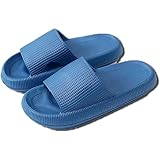 QAZW Zapatos de Ducha para Mujer y Hombre Toboganes con Suela Acolchada Zapatillas de Ducha Súper Suaves para Baño Piscina Gimnasio SPA Punta Abierta Antideslizante,Blue-8.5/9