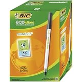 BIC Round Stic ECOlutions bolígrafos de punta media (1,0 mm) – Negro, Caja de 60 unidades