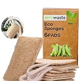 Esponjas de luffa, Esponjas orgánicas naturales para lavar platos Paquete de 6,exfoliante de lufa orgánica Fabricado de lufa egipcia superior/100% orgánico, biodegradable y ecológico
